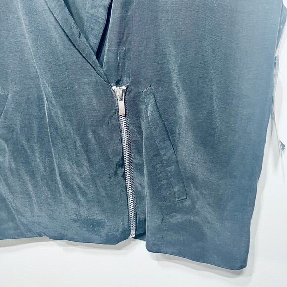 Zara Trafalac Jacket Black Cupro Viscose Zip Cap Sleeve Dressy Office XS NWT $49 - Picture 2 of 8